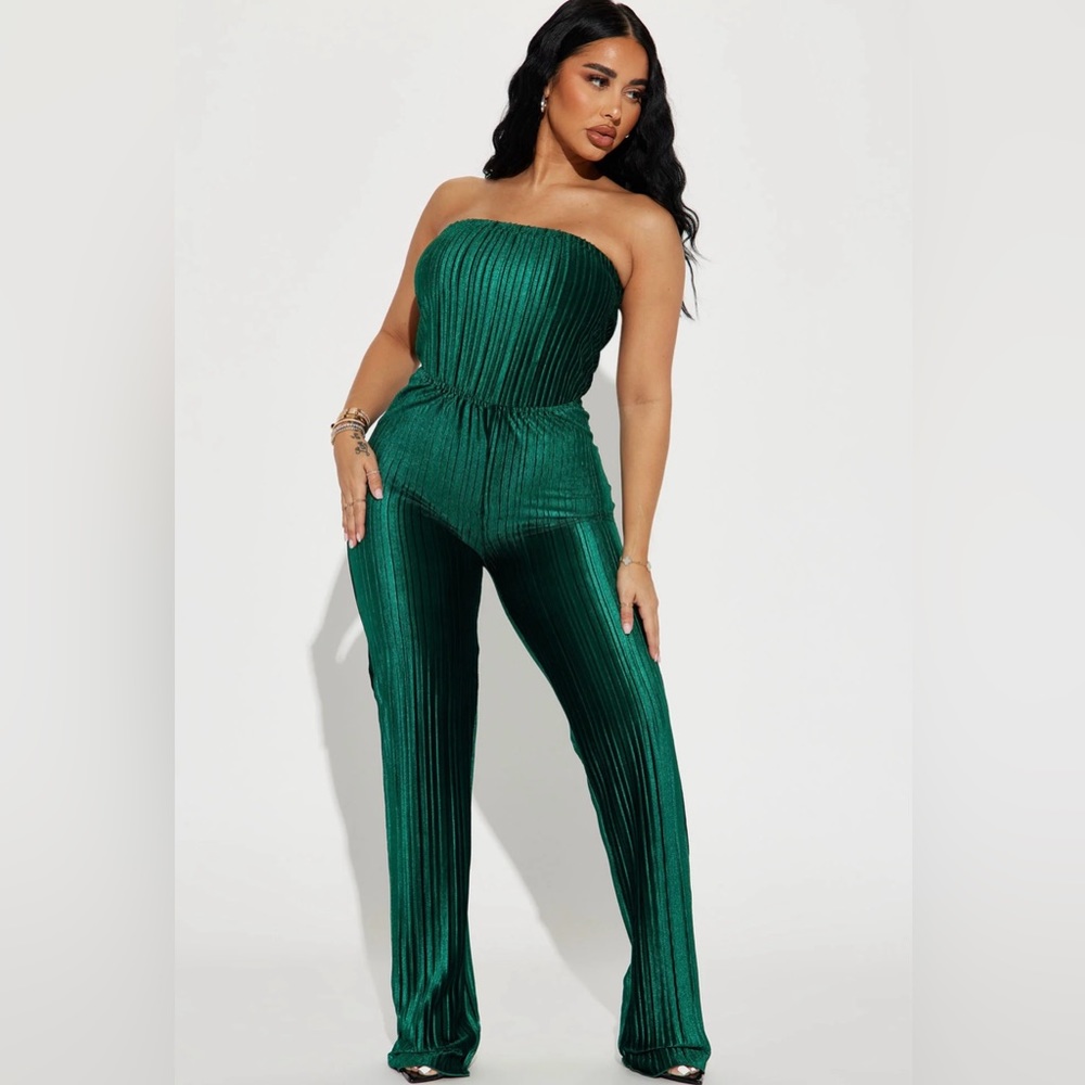 Elegant Green Strapless Jumpsuit